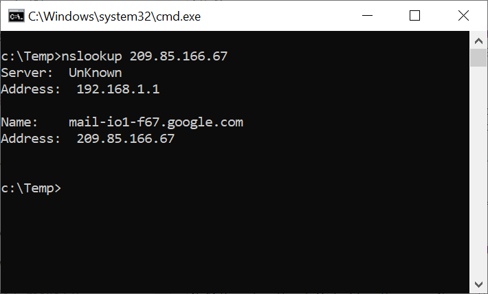 nslookup